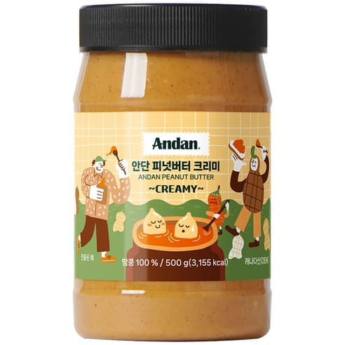 안단잼 무첨가 땅콩 피넛버터 크리미, 500g, 1개 제품 이미지