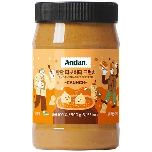 안단잼 무첨가 땅콩 피넛버터 크런치, 500g, 1개 제품 이미지