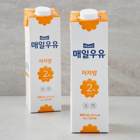 매일우유 저지방2% 우유, 900ml, 2개 제품 이미지