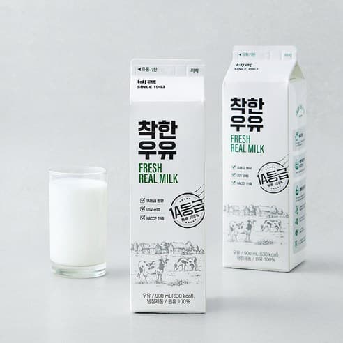 비락 착한우유, 2개, 900ml 제품 이미지